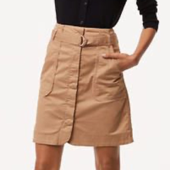 LOFT Belted Khaki Skirt in Tan - Picture 1 of 7